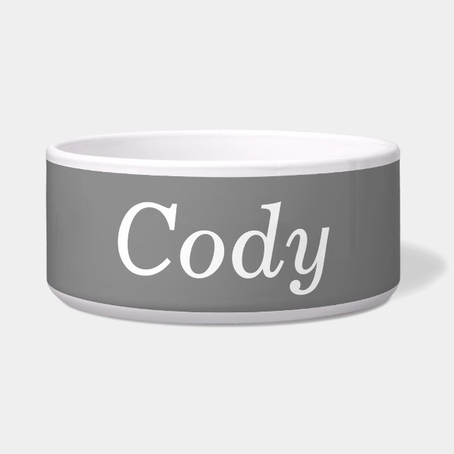 Grey personalized pet bowl (Front)