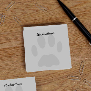 Grey Pet Paw Print Personalized Post it Notes