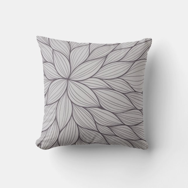 Grey Petal Watercolor Pillow (Front)