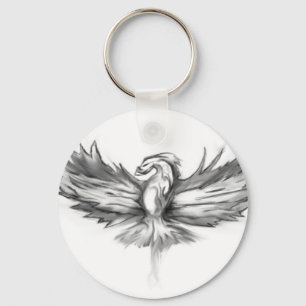 Grey Phoenix Rising Keychain