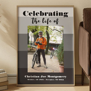 Grey Photo Celebrating the life Funeral Poster