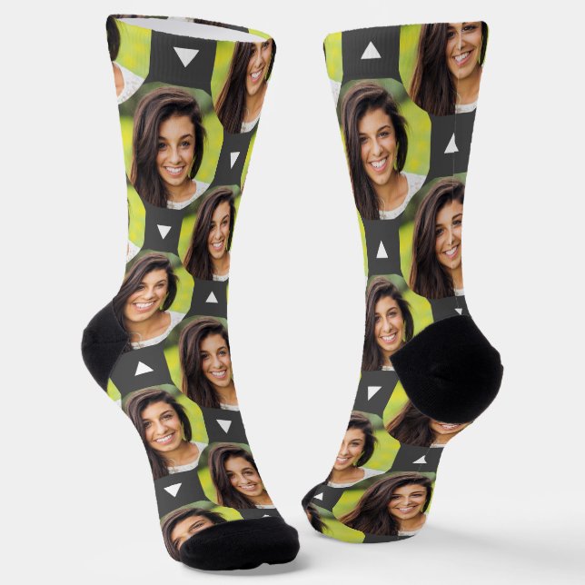 Grey Photo of Girlfriend for Boyfriend Fun Socks (Angled)