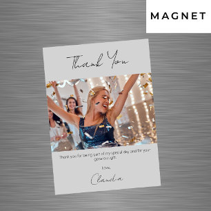 Grey photo thank you magnet card
