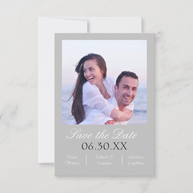 Grey Photo Vertical - 3x5 Save the Date (Front)
