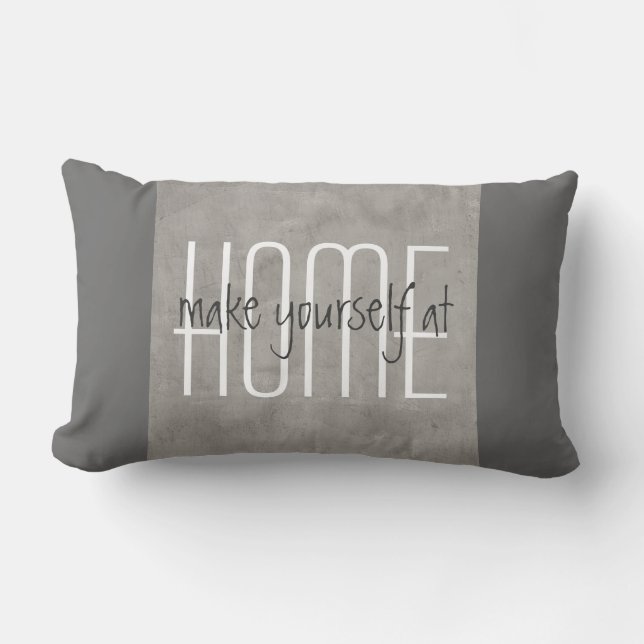 grey pillow with quote home decor (Front)