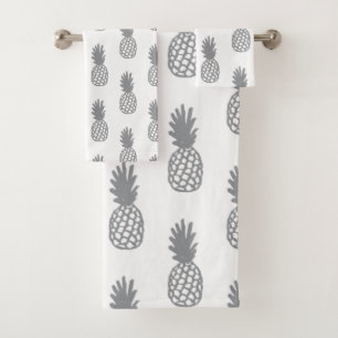 Grey Pineapple Pattern Bath Towel Set