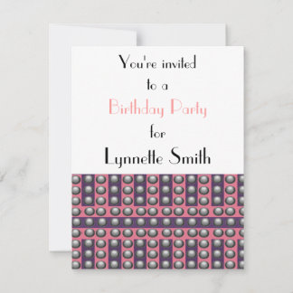 Grey, Pink and Purple Dots Birthday Invitation