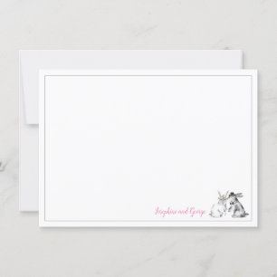 Grey Pink and White Bunny Rabbit Invitation