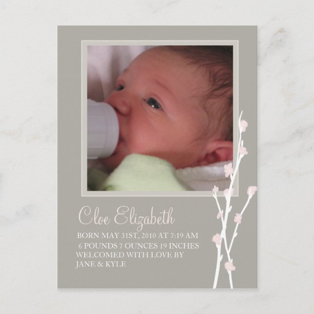 Grey & Pink Blossom Announcement 2 (Front)