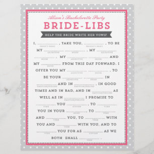 Grey & Pink Bride Libs Game