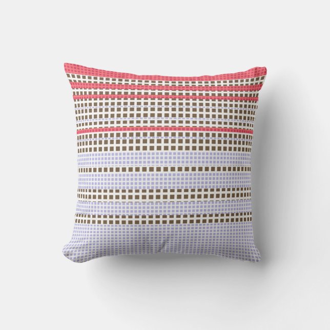 Grey, pink, brown, plaid throw pillow (Front)