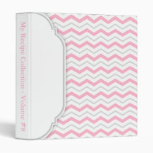 Grey & Pink Chevron personalized Binder