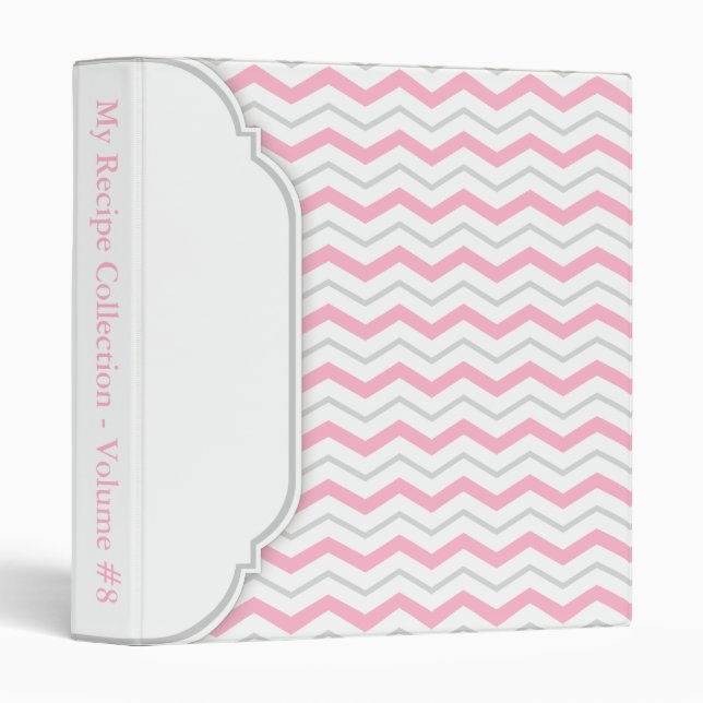 Grey & Pink Chevron personalized Binder (Front/Spine)
