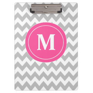 Grey Pink Chevron Personalized Clipboard