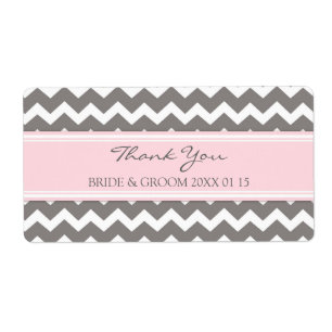 Grey Pink Chevron Wedding Labels