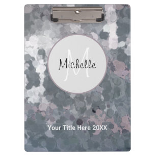 Grey Pink Circles Modern Trendy Monogram  Clipboard