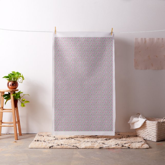 Grey Pink Floral under Grey Background Fabric (In Situ)