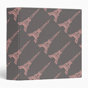 Grey Pink French Eiffel Tower Binder