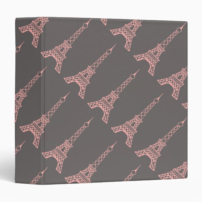 Grey Pink French Eiffel Tower Binder (Front/Spine)