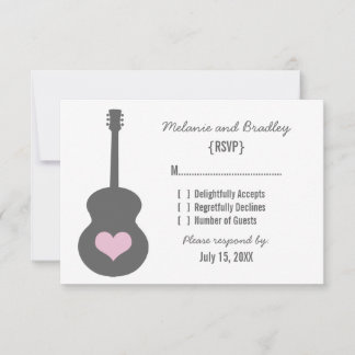 Grey/Pink Guitar Heart Response Card