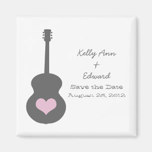 Grey/Pink Guitar Heart Save the Date Magnet