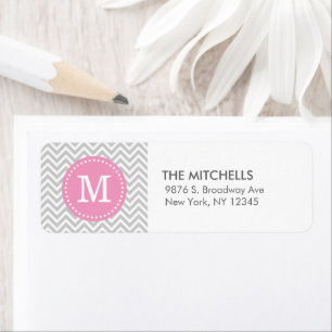 Grey & Pink Modern Chevron Custom Monogram