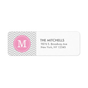 Grey & Pink Modern Chevron Custom Monogram