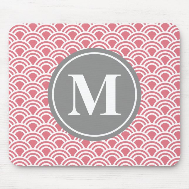 Grey Pink Modern Circle Pattern Mouse Pad (Front)