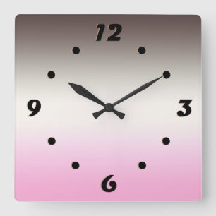 Grey pink Ombre Square Wall Clock