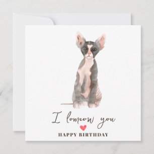 Grey Pink Sphynx Cat Mum Puppy Pets Birthday Card