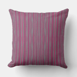 Grey & pink stripes, striped pattern narrow stripe throw pillow