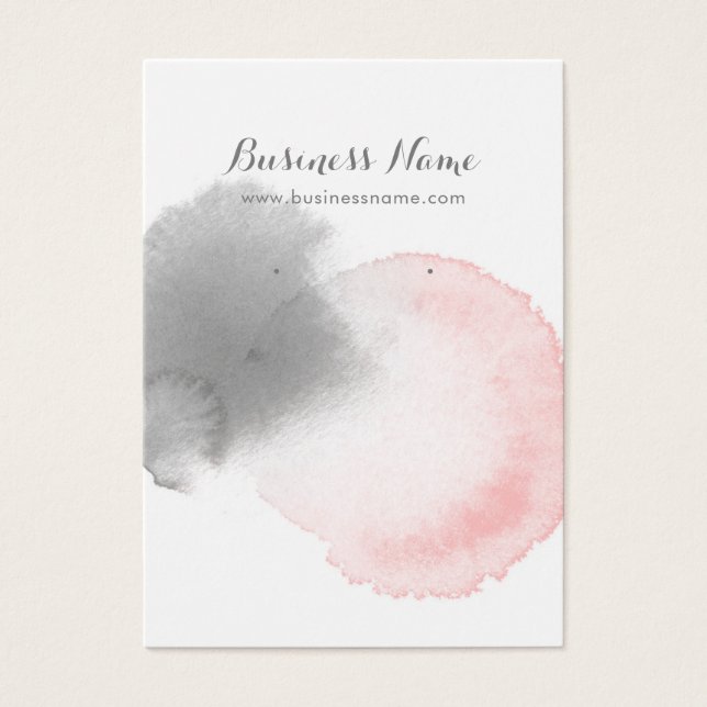 Grey Pink Watercolor Background Earring Cards (Front)