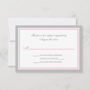 Grey & Pink Wedding Reception RSVP Cards