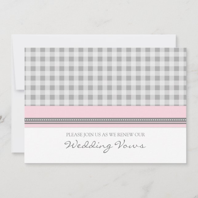 Grey Pink Wedding Vow Renewal Invitations (Front)