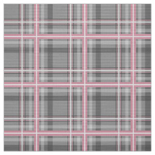 grey pink white windowpane plaid fabric