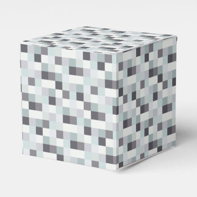 Grey Pixels Pattern Favor Box (Front Side)