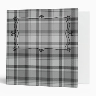 Grey Plaid, 3 ringed 2" binder CUSTOMIZE