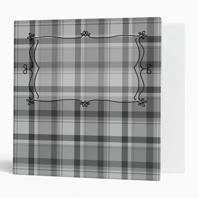 Grey Plaid, 3 ringed 2" binder CUSTOMIZE (Front/Inside)