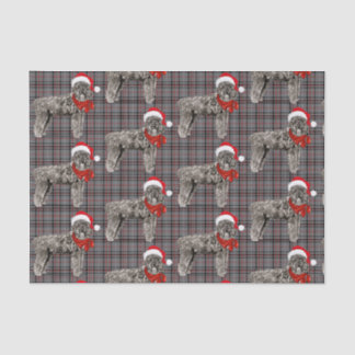 Grey Plaid and Christmas Bouvier Dog Lover Holiday Tissue Paper