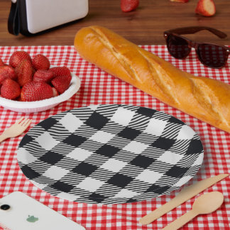 Grey Plaid | Checkers Paper Plate