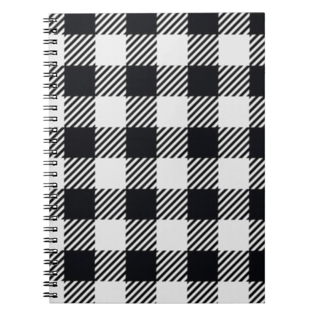 Grey Plaid | Checkers Spiral Photo Notebook (Front)