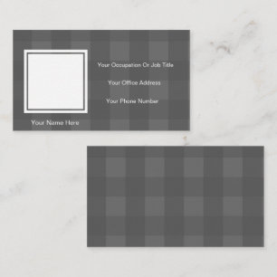 Grey Plaid Chequered Photo Name Phone Template Calling Card
