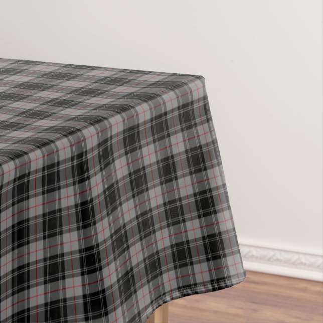 Grey Plaid Clan Moffat Tartan Tablecloth (In Situ)