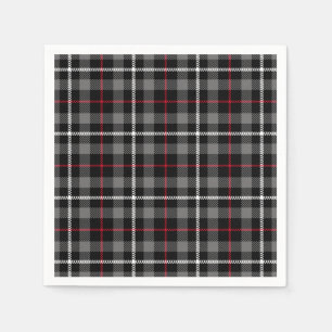 Grey Plaid For Christmas Paper Napkin