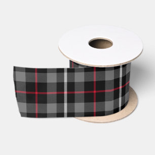Grey Plaid For Christmas Ribbon Satin Ribbon