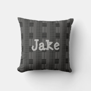 Grey Plaid Monogrammed Throw Pillow