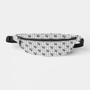 Grey Plaid Roosters Fanny Pack