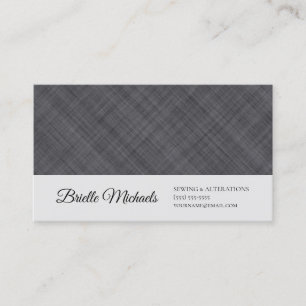 Grey Plaid Sewing Alterations Business Card