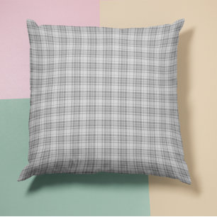 Grey Plaid Throw Pillow