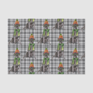 Grey Plaid with a Black Lab Dog Christmas Tissue Paper